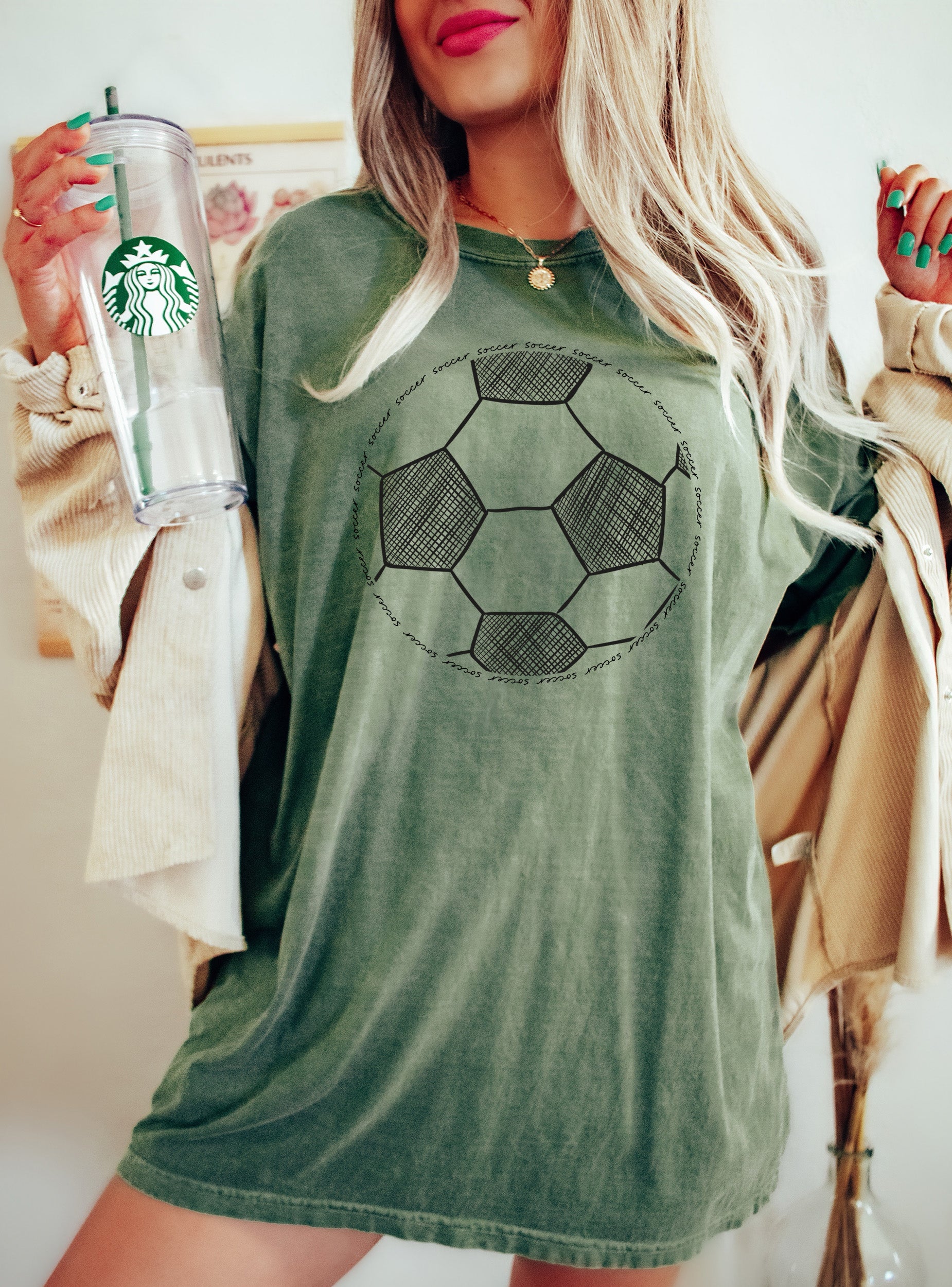 Chic Soccer Ball Word Art Sports Comfort Colors Tshirt